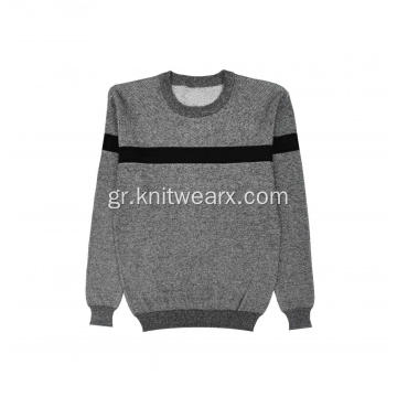 Ανδρικό πλεκτό ριγέ βαρέων βαρών Intarsia Crewneck πουλόβερ